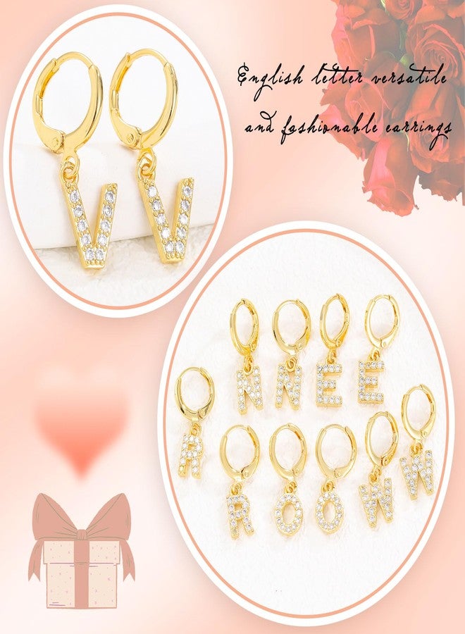 VDKIDKT Initial Hoop Earrings for Girls Women, 18K Gold Plated CZ Letter Small Huggie Hoop Earrings with Initial Dangle Earrings Jewelry Gifts for Girls (X) - Image 4